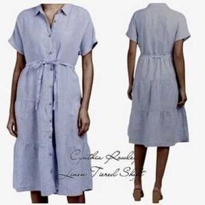 Cynthia Rowley Light Blue Midi Dress with Tie Waist